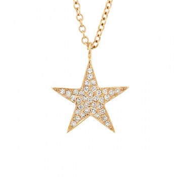 0.09ct 14k Yellow Gold Diamond Star Pendant Necklace