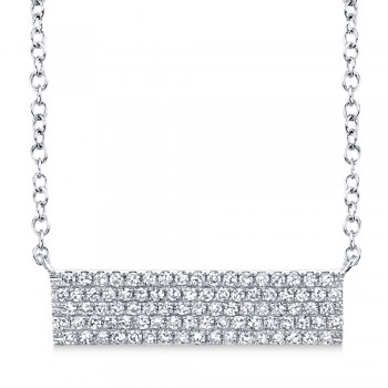 Diamond Pave Horizontal Bar Necklace 14k White Gold (0.25ct)