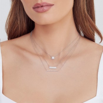 Diamond Pave Horizontal Bar Necklace 14k White Gold (0.25ct)