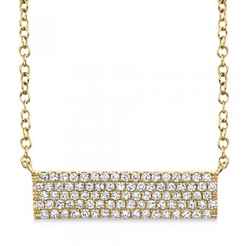 Diamond Pave Horizontal Bar Necklace 14k Yellow Gold (0.25ct)