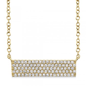 Diamond Pave Horizontal Bar Necklace 14k Yellow Gold (0.25ct)