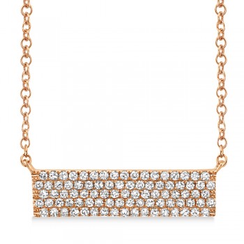 Diamond Pave Horizontal Bar Necklace 14k Rose Gold (0.25ct)