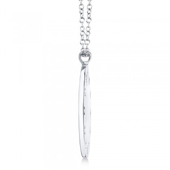 Engravable Diamond Disk Pendant Necklace 14k White Gold (0.09ct)