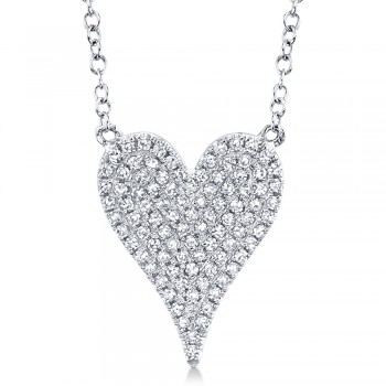 Diamond Pave Heart Pendant Necklace 14k White Gold (0.21ct)