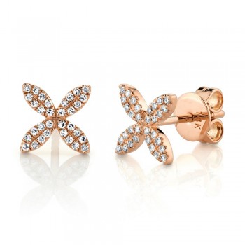 Diamond Flower Stud Earrings 14k Rose Gold (0.16ct)