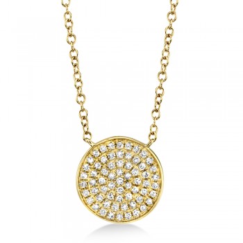 Diamond Pave Circle Pendant Necklace 14k Yellow Gold (0.15ct)