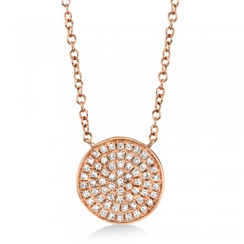 Diamond Pave Circle Pendant Necklace 14k Rose Gold (0.15ct)