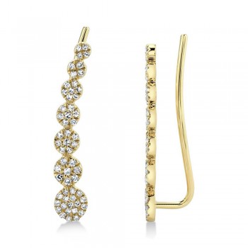 Graduated Diamond Ear Crawler Earrings 14k Yellow Gold (0.25ct)