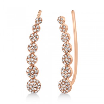 Graduated Diamond Ear Crawler Earrings 14k Rose Gold (0.25ct)