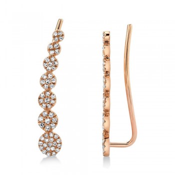 Graduated Diamond Ear Crawler Earrings 14k Rose Gold (0.25ct)