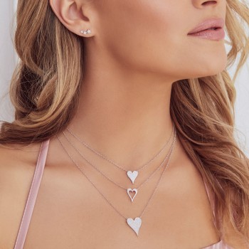 Diamond Pave Heart Pendant Necklace 14k White Gold (0.43ct)