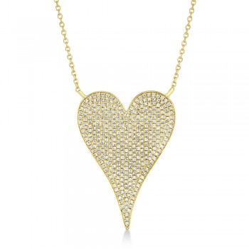 Diamond Pave Heart Pendant Necklace 14k Yellow Gold (0.83ct)