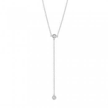 0.07ct 14k White Gold Diamond Lariat Necklace