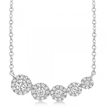 Graduated Diamond Halo Style Necklace 14k White Gold (0.32ct)