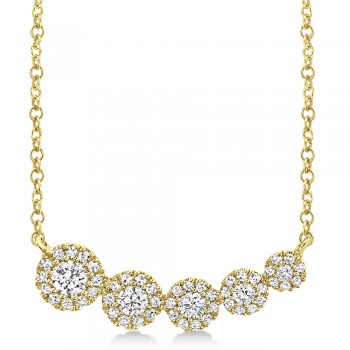 Graduated Diamond Halo Style Necklace 14k Yellow Gold (0.32ct)