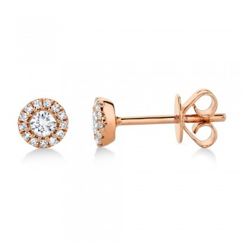 Diamond Halo Style Stud Earrings in 14k Rose Gold (0.24ct)