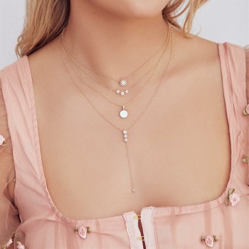 Graduated Diamond Halo Style Lariat Necklace 14k Rose Gold (0.29ct)