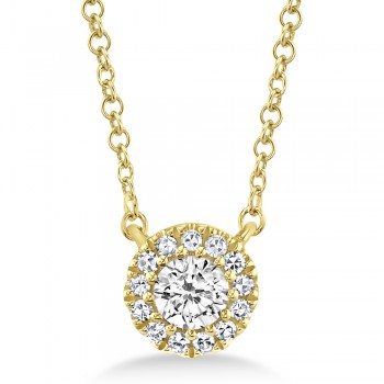 Diamond Halo Pendant Necklace 14k Yellow Gold (0.14ct)