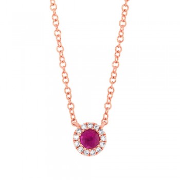 0.04ct Diamond & 0.14ct Ruby 14k Rose Gold Diamond Necklace