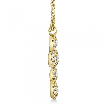 Diamond Halo Style Cross Pendant Necklace 14k Yellow Gold (0.25ct)