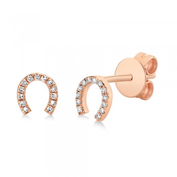 Diamond Horseshoe Stud Earrings 14k Rose Gold (0.06ct)