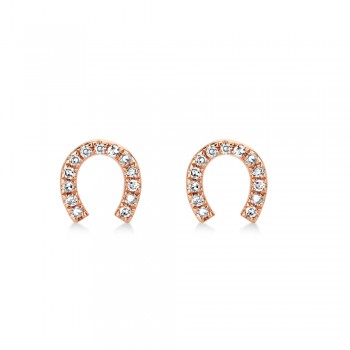 Diamond Horseshoe Stud Earrings 14k Rose Gold (0.06ct)