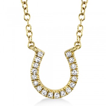 Diamond Lucky Horseshoe Pendant Necklace 14k Yellow Gold (0.06ct)