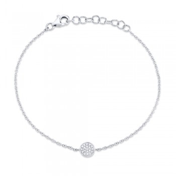 Diamond Pave Circle Link Bracelet 14k White Gold (0.05ct)