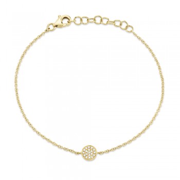 Diamond Pave Circle Link Bracelet 14k Yellow Gold (0.05ct)