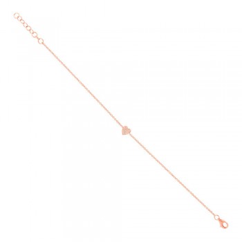 0.04ct 14k Rose Gold Diamond Pave Heart Bracelet