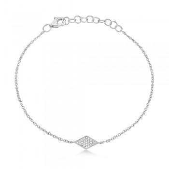 Diamond Pave Diamond Shape Link Bracelet 14k White Gold (0.06ct)