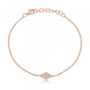 Diamond Pave Diamond Shape Link Bracelet 14k Rose Gold (0.06ct)