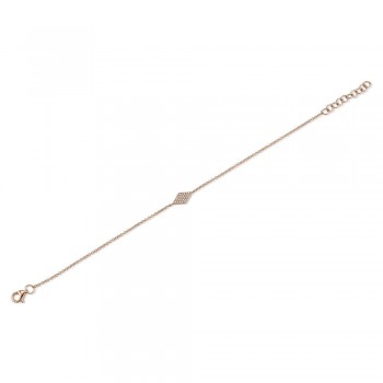 Diamond Pave Diamond Shape Link Bracelet 14k Rose Gold (0.06ct)
