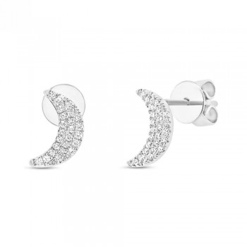 0.11ct 14k White Gold Crescent Moon Stud Earrings