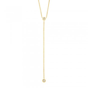 0.10ct 14k Yellow Gold Diamond Lariat Necklace