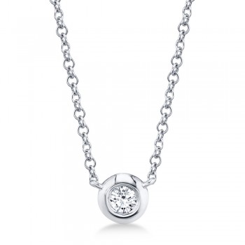 Diamond Bezel Solitare Necklace 14k White Gold (0.05ct)