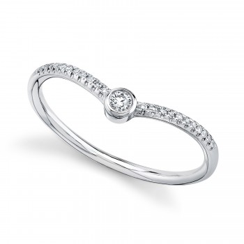 Diamond Bezel Chevron Ring 14k White Gold (0.09ct)