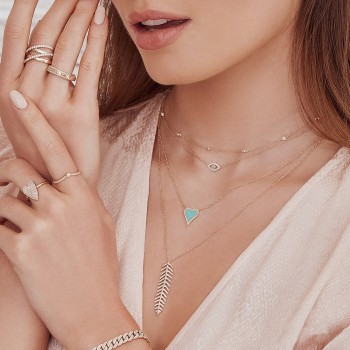 Diamond & Turquoise Heart Pendant Necklace 14K Rose Gold (0.78ct)