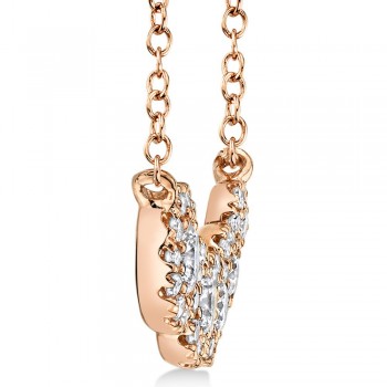 Diamond Halo Style Five Stone Pendant Necklace 14k Rose Gold (0.53ct)