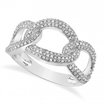 Diamond Pave Chunky Link Ring 14k White Gold (0.55ct)