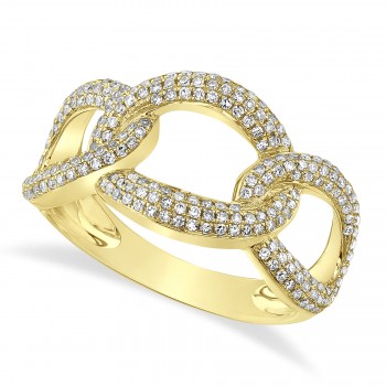 Diamond Pave Chunky Link Ring 14k Yellow Gold (0.55ct)