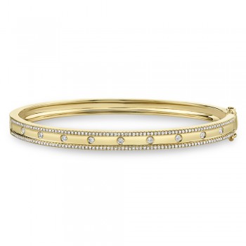 Diamond Accented Bangle Bracelet 14k Yellow Gold (0.62ct)
