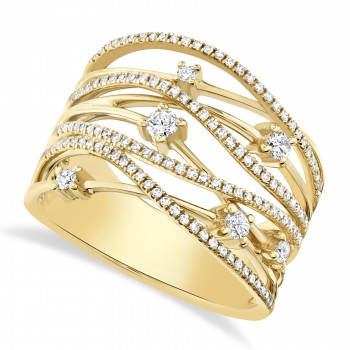 Diamond Accented Bridge Ring 14k Yellow Gold (0.49ct)