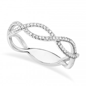 Diamond Pave Twisted Infinity Ring 14k White Gold (0.19ct)