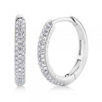 Diamond Pave Mini Hoop Earrings 14k White Gold (0.21ct)