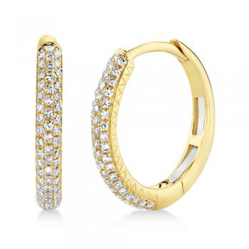 Diamond Pave Mini Hoop Earrings 14k Yellow Gold (0.21ct)