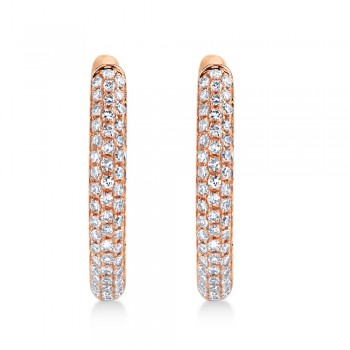Diamond Pave Mini Hoop Earrings 14k Rose Gold (0.21ct)
