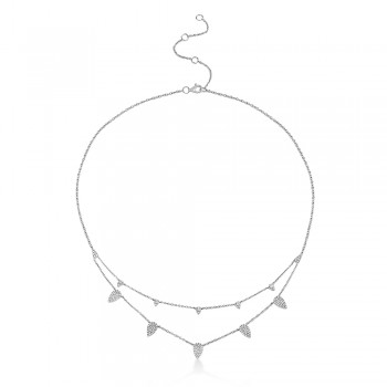 Diamond Layered Solitare Necklace 14k White Gold (0.50ct)