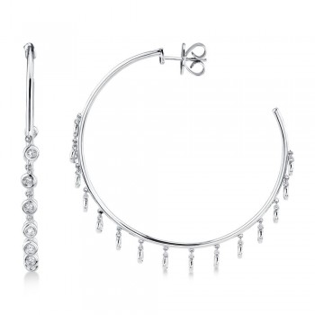 Diamond Shaker Hoop Earrings 14k White Gold (0.90ct)