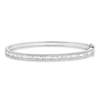 Baguette Diamond Channel Set Bangle Bracelet 14k White Gold (1.74ct)